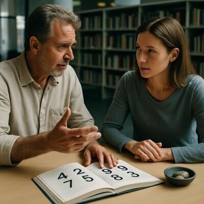 Zwei Menschen diskutieren ruhig &uuml;ber St&auml;rken und Lernfelder der Lebenszahlen.