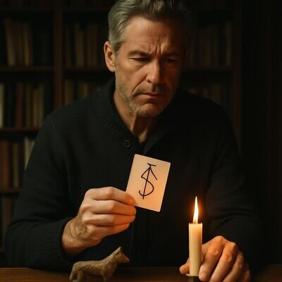 Eine Person h&auml;lt ein fertiges Sigill &uuml;ber einer Kerze, konzentriert und bodenst&auml;ndig im Ritualmoment.