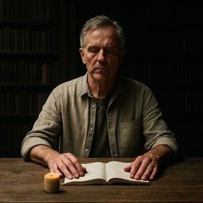 Eine Person sitzt in konzentrierter Ruhe, als Symbol f&uuml;r innere Verbindung und Reflexion.