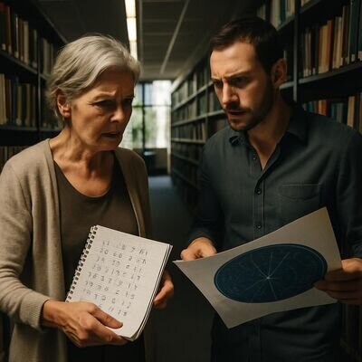 Eine Person h&auml;lt ein Notizbuch mit Zahlen, eine zweite zeigt auf eine Sternkarte &ndash; sachlich, freundlich, klar.
