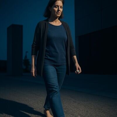 Eine Person geht aufmerksam &uuml;ber einen ruhigen Parkweg und sp&uuml;rt bewusst den Bodenkontakt.