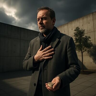 Ein Mann nutzt eine kurze Achtsamkeitspause drau&szlig;en, um K&ouml;rperempfindungen wahrzunehmen.