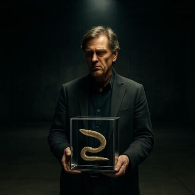 Eine Person in dramatischem Licht mit symbolischem Schlangenmotiv &ndash; steht f&uuml;r Wandel, Instinkt und Grenzthemen.