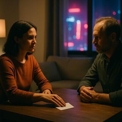 Zwei Menschen f&uuml;hren ein respektvolles Gespr&auml;ch mit klaren Grenzen.