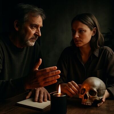 Zwei Menschen sprechen respektvoll &uuml;ber Grenzen, Einverst&auml;ndnis und Verantwortung in der Ritualpraxis.