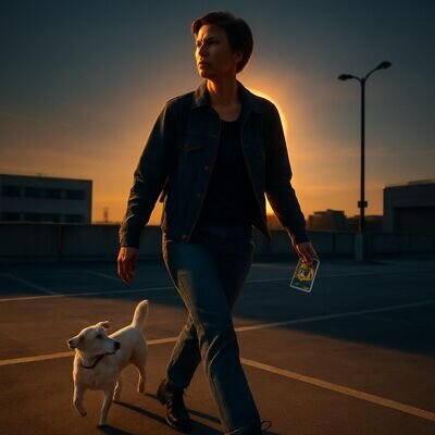 Eine Person steht an einer Weggabelung und h&auml;lt Tarotkarten in der Hand &ndash; Symbol f&uuml;r den Start der Narrenreise.