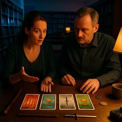 Farbsymbole im Tarot: Stae be, Kelche, Schwerter, Muenzen